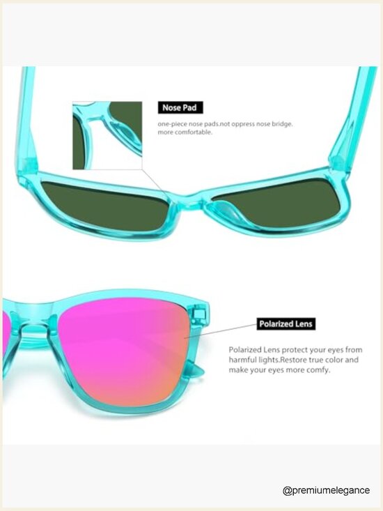retro polarized square sunglasses UV protection glare reduction main image 4